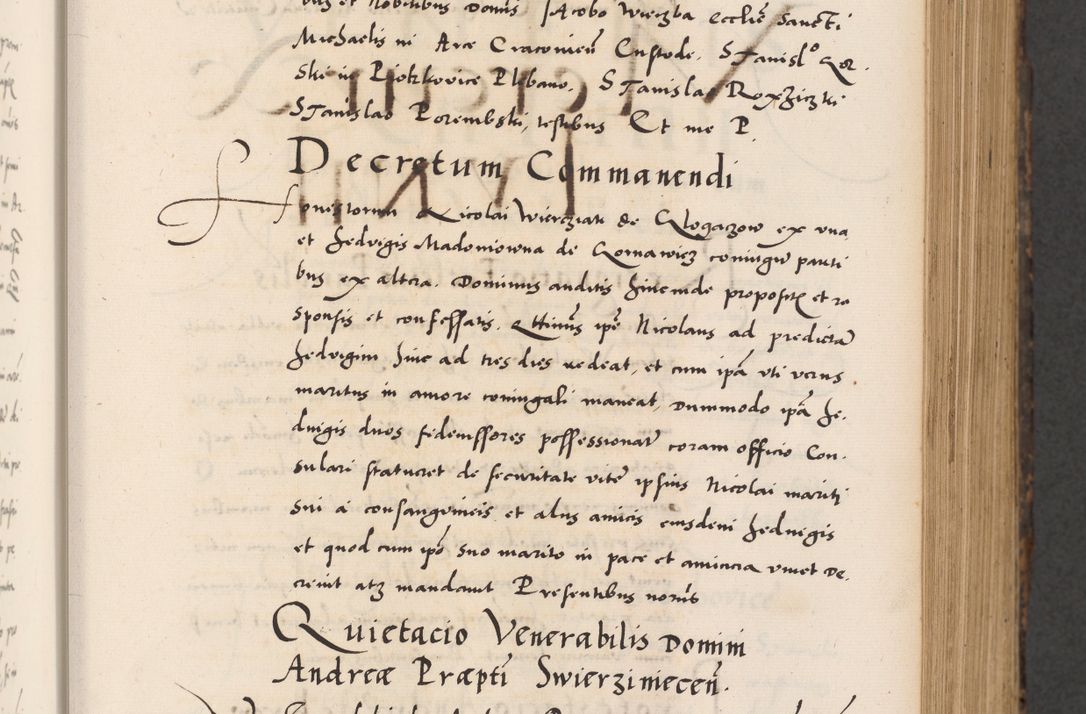 Zdjęcie nr 145 dla obiektu archiwalnego: Acta actorum causarum, sentenciarum diffinitivarum quam interloquutiorum, decretorum, obligationum, quietationum et constitutionum procuratorum coram reverndo domino Petri Porembski preposito Ossviencimensi, canonico et officiali Cracoviensi generali ad annum Dimini 1556, inditione quatuor decima, pontificatus sanctissimi in Christo patris domini Pauli divina providencia pape IIII anno ispius.