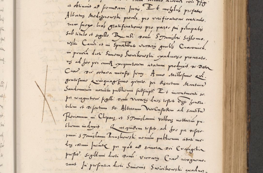 Zdjęcie nr 143 dla obiektu archiwalnego: Acta actorum causarum, sentenciarum diffinitivarum quam interloquutiorum, decretorum, obligationum, quietationum et constitutionum procuratorum coram reverndo domino Petri Porembski preposito Ossviencimensi, canonico et officiali Cracoviensi generali ad annum Dimini 1556, inditione quatuor decima, pontificatus sanctissimi in Christo patris domini Pauli divina providencia pape IIII anno ispius.