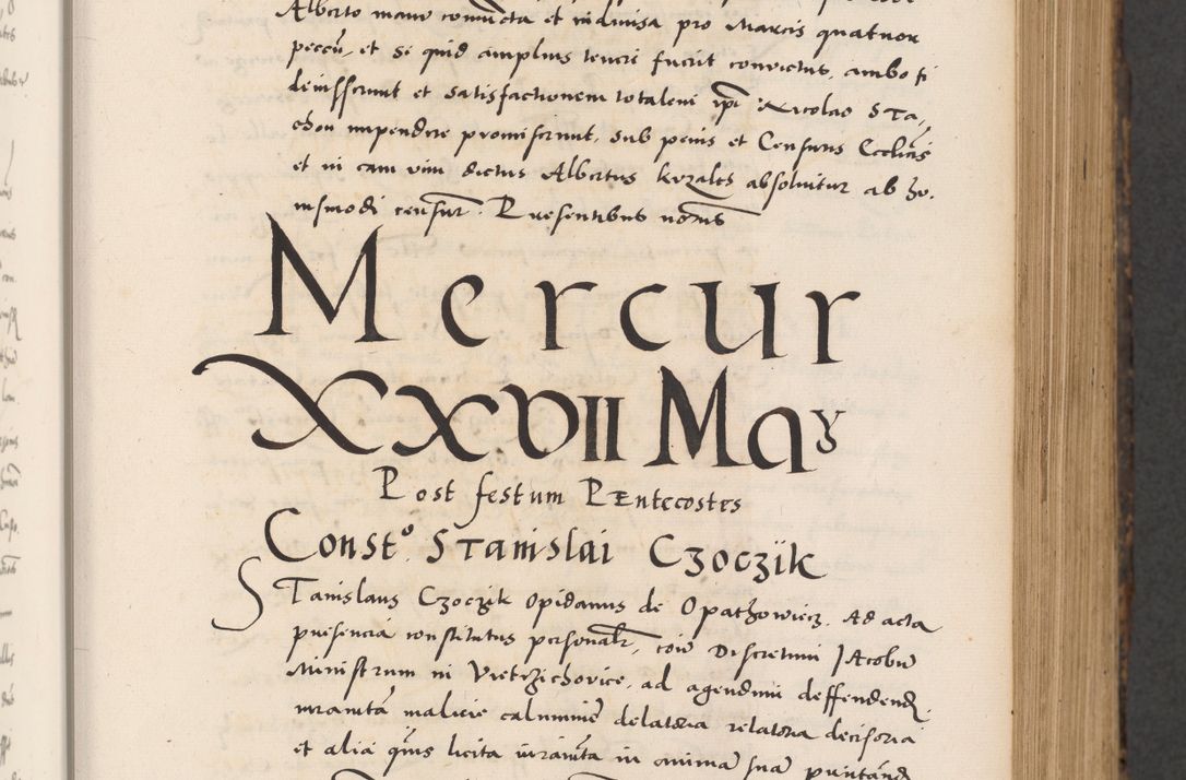 Zdjęcie nr 129 dla obiektu archiwalnego: Acta actorum causarum, sentenciarum diffinitivarum quam interloquutiorum, decretorum, obligationum, quietationum et constitutionum procuratorum coram reverndo domino Petri Porembski preposito Ossviencimensi, canonico et officiali Cracoviensi generali ad annum Dimini 1556, inditione quatuor decima, pontificatus sanctissimi in Christo patris domini Pauli divina providencia pape IIII anno ispius.