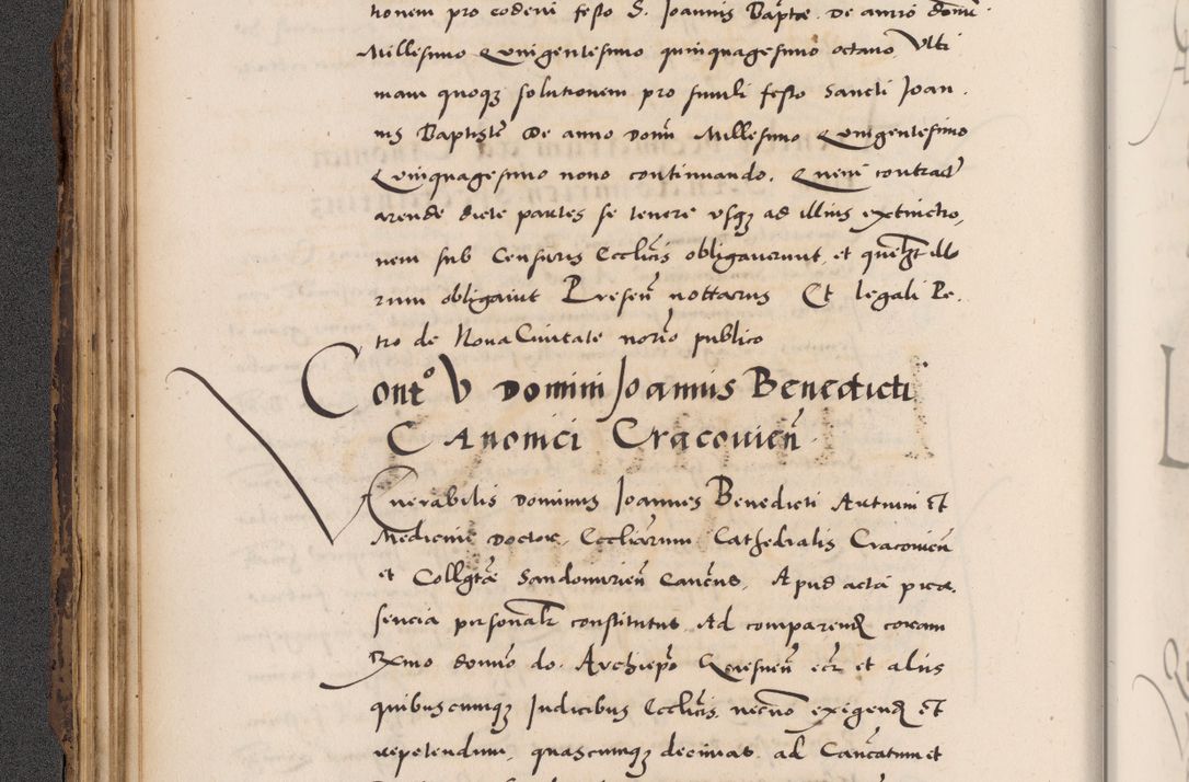Zdjęcie nr 110 dla obiektu archiwalnego: Acta actorum causarum, sentenciarum diffinitivarum quam interloquutiorum, decretorum, obligationum, quietationum et constitutionum procuratorum coram reverndo domino Petri Porembski preposito Ossviencimensi, canonico et officiali Cracoviensi generali ad annum Dimini 1556, inditione quatuor decima, pontificatus sanctissimi in Christo patris domini Pauli divina providencia pape IIII anno ispius.