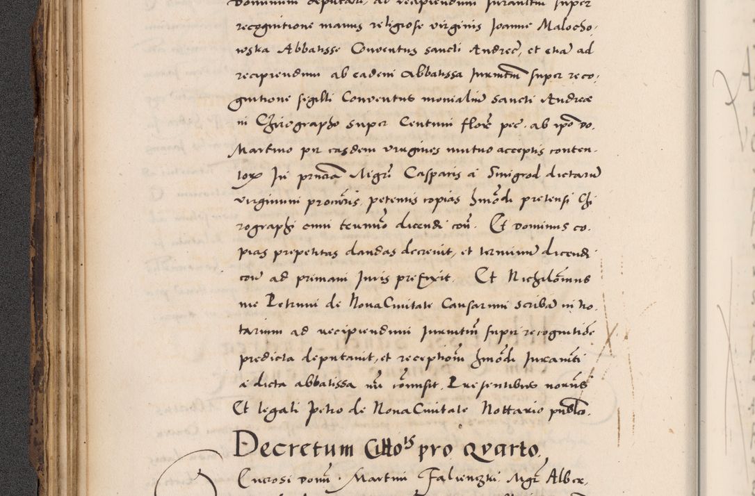 Zdjęcie nr 108 dla obiektu archiwalnego: Acta actorum causarum, sentenciarum diffinitivarum quam interloquutiorum, decretorum, obligationum, quietationum et constitutionum procuratorum coram reverndo domino Petri Porembski preposito Ossviencimensi, canonico et officiali Cracoviensi generali ad annum Dimini 1556, inditione quatuor decima, pontificatus sanctissimi in Christo patris domini Pauli divina providencia pape IIII anno ispius.