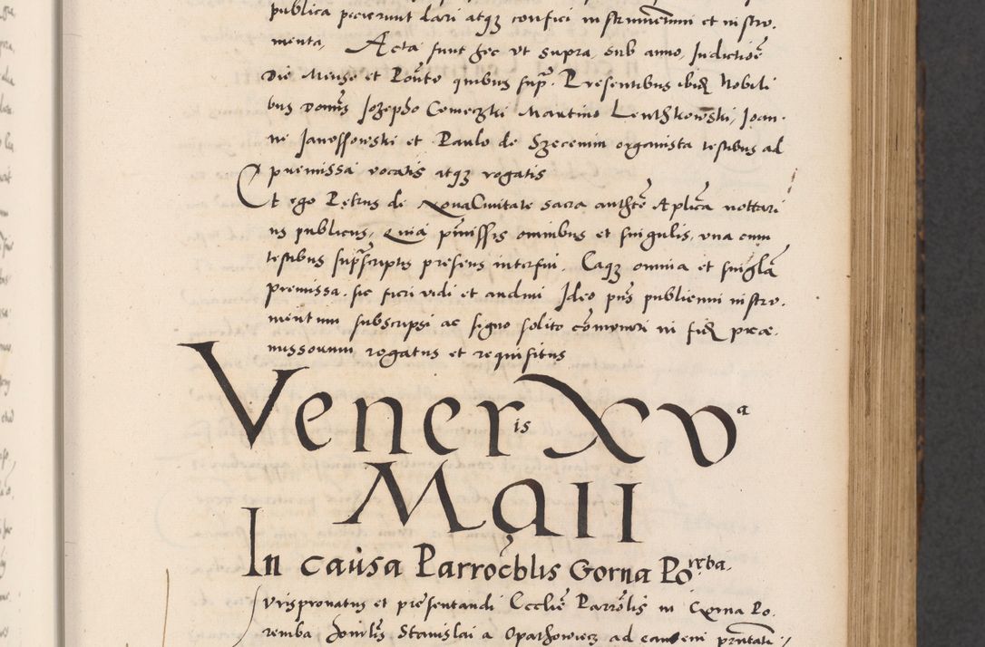 Zdjęcie nr 105 dla obiektu archiwalnego: Acta actorum causarum, sentenciarum diffinitivarum quam interloquutiorum, decretorum, obligationum, quietationum et constitutionum procuratorum coram reverndo domino Petri Porembski preposito Ossviencimensi, canonico et officiali Cracoviensi generali ad annum Dimini 1556, inditione quatuor decima, pontificatus sanctissimi in Christo patris domini Pauli divina providencia pape IIII anno ispius.