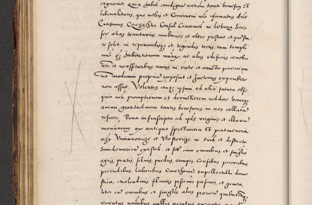 Zdjęcie nr 102 dla obiektu archiwalnego: Acta actorum causarum, sentenciarum diffinitivarum quam interloquutiorum, decretorum, obligationum, quietationum et constitutionum procuratorum coram reverndo domino Petri Porembski preposito Ossviencimensi, canonico et officiali Cracoviensi generali ad annum Dimini 1556, inditione quatuor decima, pontificatus sanctissimi in Christo patris domini Pauli divina providencia pape IIII anno ispius.