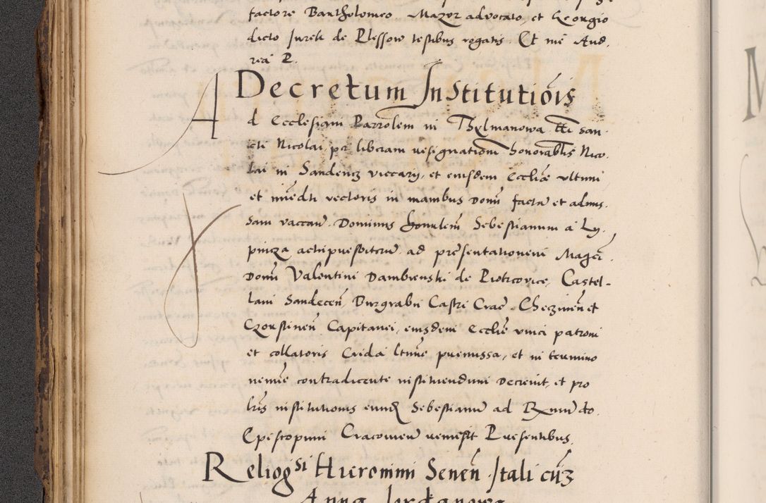 Zdjęcie nr 98 dla obiektu archiwalnego: Acta actorum causarum, sentenciarum diffinitivarum quam interloquutiorum, decretorum, obligationum, quietationum et constitutionum procuratorum coram reverndo domino Petri Porembski preposito Ossviencimensi, canonico et officiali Cracoviensi generali ad annum Dimini 1556, inditione quatuor decima, pontificatus sanctissimi in Christo patris domini Pauli divina providencia pape IIII anno ispius.
