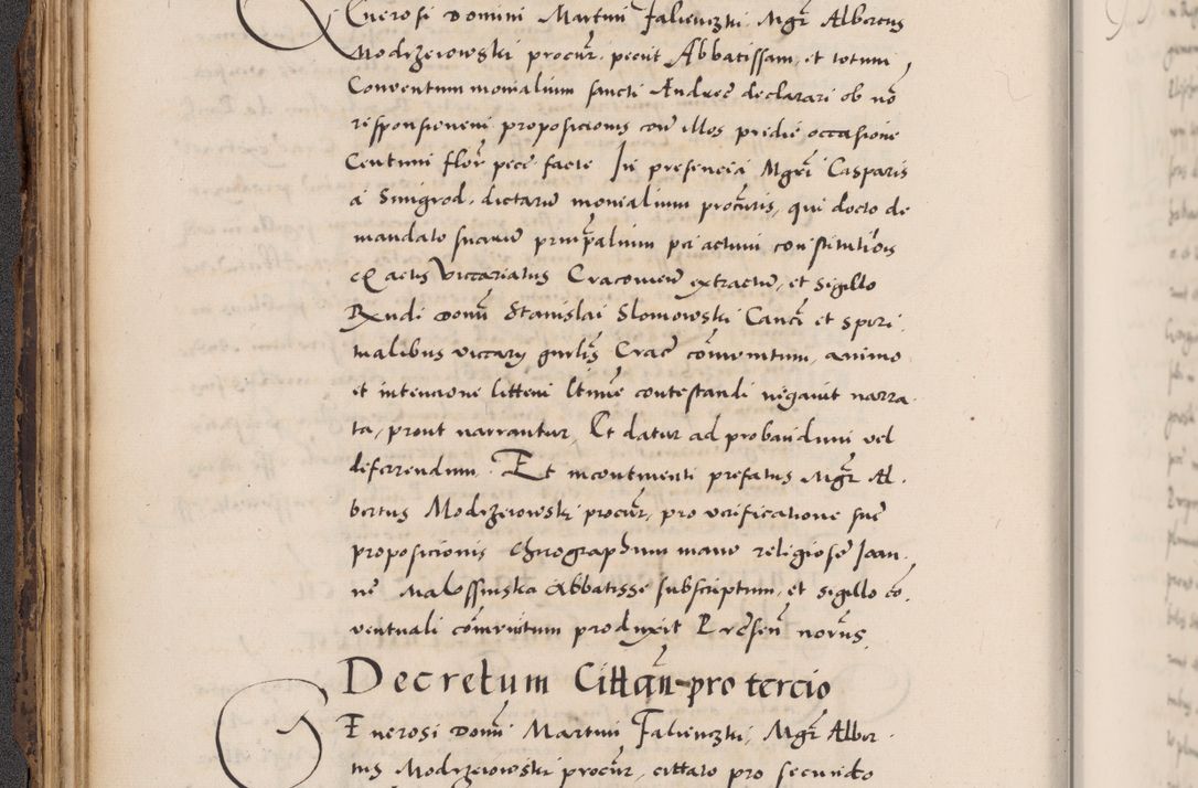 Zdjęcie nr 96 dla obiektu archiwalnego: Acta actorum causarum, sentenciarum diffinitivarum quam interloquutiorum, decretorum, obligationum, quietationum et constitutionum procuratorum coram reverndo domino Petri Porembski preposito Ossviencimensi, canonico et officiali Cracoviensi generali ad annum Dimini 1556, inditione quatuor decima, pontificatus sanctissimi in Christo patris domini Pauli divina providencia pape IIII anno ispius.