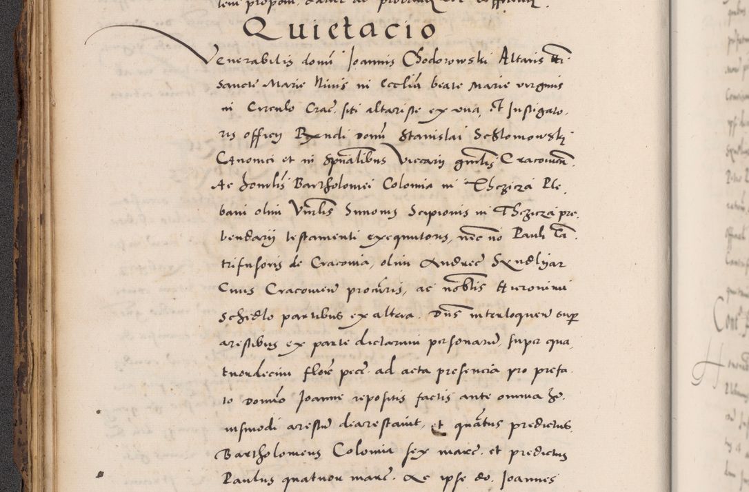 Zdjęcie nr 78 dla obiektu archiwalnego: Acta actorum causarum, sentenciarum diffinitivarum quam interloquutiorum, decretorum, obligationum, quietationum et constitutionum procuratorum coram reverndo domino Petri Porembski preposito Ossviencimensi, canonico et officiali Cracoviensi generali ad annum Dimini 1556, inditione quatuor decima, pontificatus sanctissimi in Christo patris domini Pauli divina providencia pape IIII anno ispius.