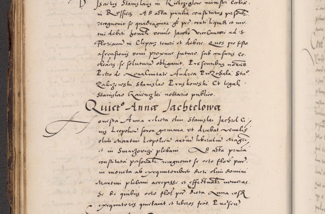 Zdjęcie nr 80 dla obiektu archiwalnego: Acta actorum causarum, sentenciarum diffinitivarum quam interloquutiorum, decretorum, obligationum, quietationum et constitutionum procuratorum coram reverndo domino Petri Porembski preposito Ossviencimensi, canonico et officiali Cracoviensi generali ad annum Dimini 1556, inditione quatuor decima, pontificatus sanctissimi in Christo patris domini Pauli divina providencia pape IIII anno ispius.