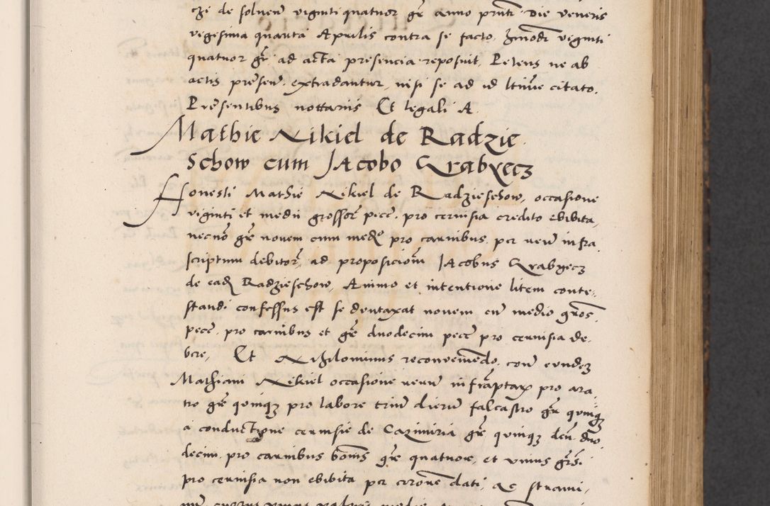 Zdjęcie nr 77 dla obiektu archiwalnego: Acta actorum causarum, sentenciarum diffinitivarum quam interloquutiorum, decretorum, obligationum, quietationum et constitutionum procuratorum coram reverndo domino Petri Porembski preposito Ossviencimensi, canonico et officiali Cracoviensi generali ad annum Dimini 1556, inditione quatuor decima, pontificatus sanctissimi in Christo patris domini Pauli divina providencia pape IIII anno ispius.