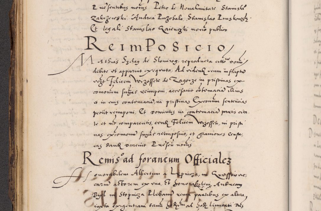 Zdjęcie nr 64 dla obiektu archiwalnego: Acta actorum causarum, sentenciarum diffinitivarum quam interloquutiorum, decretorum, obligationum, quietationum et constitutionum procuratorum coram reverndo domino Petri Porembski preposito Ossviencimensi, canonico et officiali Cracoviensi generali ad annum Dimini 1556, inditione quatuor decima, pontificatus sanctissimi in Christo patris domini Pauli divina providencia pape IIII anno ispius.