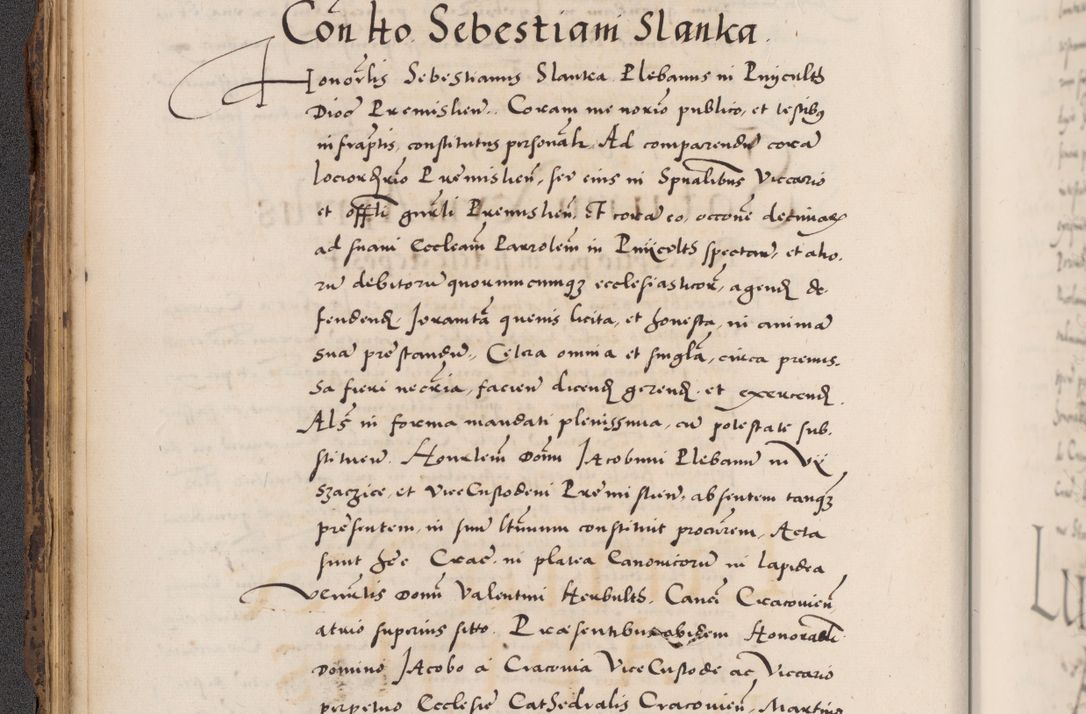 Zdjęcie nr 62 dla obiektu archiwalnego: Acta actorum causarum, sentenciarum diffinitivarum quam interloquutiorum, decretorum, obligationum, quietationum et constitutionum procuratorum coram reverndo domino Petri Porembski preposito Ossviencimensi, canonico et officiali Cracoviensi generali ad annum Dimini 1556, inditione quatuor decima, pontificatus sanctissimi in Christo patris domini Pauli divina providencia pape IIII anno ispius.