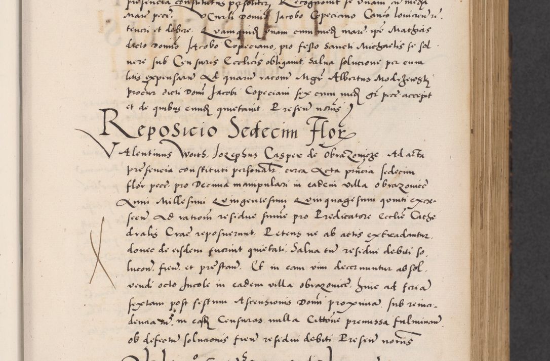 Zdjęcie nr 45 dla obiektu archiwalnego: Acta actorum causarum, sentenciarum diffinitivarum quam interloquutiorum, decretorum, obligationum, quietationum et constitutionum procuratorum coram reverndo domino Petri Porembski preposito Ossviencimensi, canonico et officiali Cracoviensi generali ad annum Dimini 1556, inditione quatuor decima, pontificatus sanctissimi in Christo patris domini Pauli divina providencia pape IIII anno ispius.