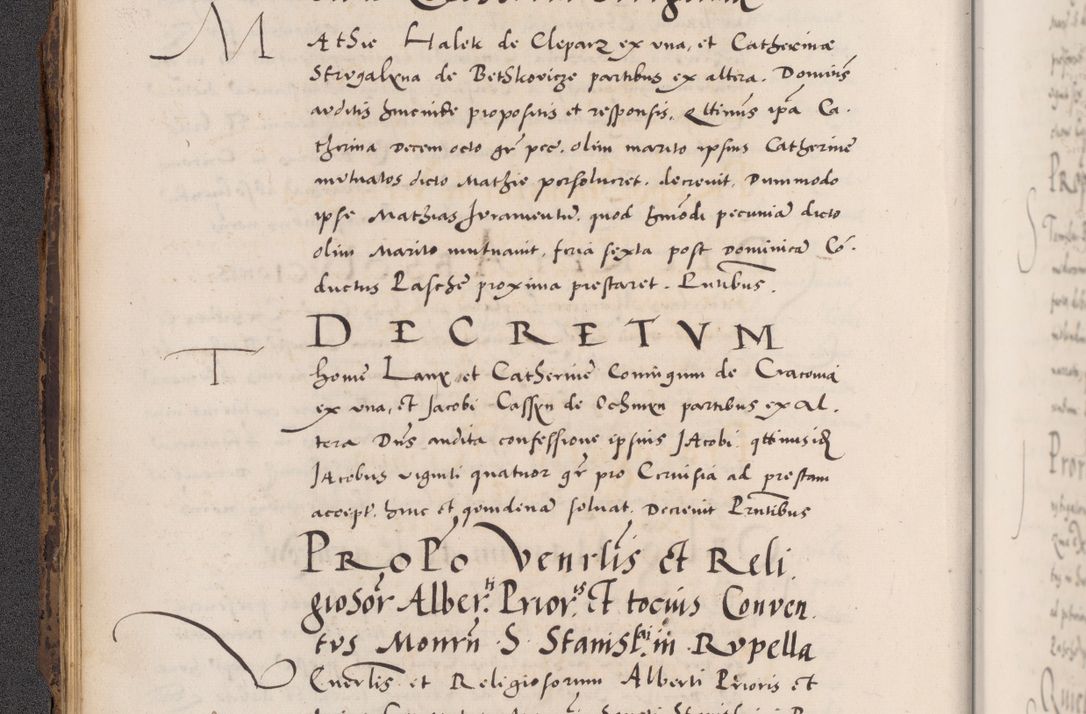 Zdjęcie nr 38 dla obiektu archiwalnego: Acta actorum causarum, sentenciarum diffinitivarum quam interloquutiorum, decretorum, obligationum, quietationum et constitutionum procuratorum coram reverndo domino Petri Porembski preposito Ossviencimensi, canonico et officiali Cracoviensi generali ad annum Dimini 1556, inditione quatuor decima, pontificatus sanctissimi in Christo patris domini Pauli divina providencia pape IIII anno ispius.