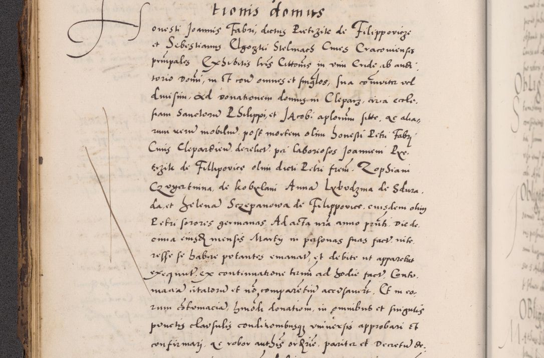Zdjęcie nr 40 dla obiektu archiwalnego: Acta actorum causarum, sentenciarum diffinitivarum quam interloquutiorum, decretorum, obligationum, quietationum et constitutionum procuratorum coram reverndo domino Petri Porembski preposito Ossviencimensi, canonico et officiali Cracoviensi generali ad annum Dimini 1556, inditione quatuor decima, pontificatus sanctissimi in Christo patris domini Pauli divina providencia pape IIII anno ispius.