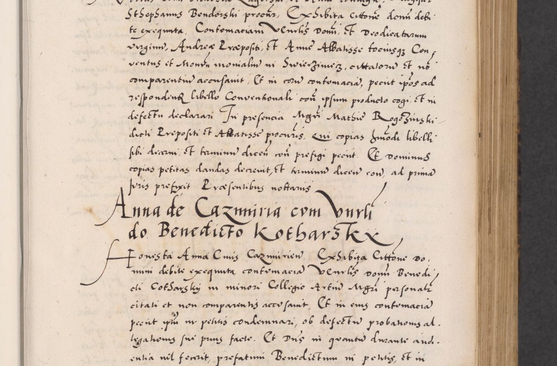 Zdjęcie nr 35 dla obiektu archiwalnego: Acta actorum causarum, sentenciarum diffinitivarum quam interloquutiorum, decretorum, obligationum, quietationum et constitutionum procuratorum coram reverndo domino Petri Porembski preposito Ossviencimensi, canonico et officiali Cracoviensi generali ad annum Dimini 1556, inditione quatuor decima, pontificatus sanctissimi in Christo patris domini Pauli divina providencia pape IIII anno ispius.
