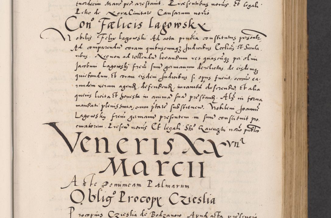 Zdjęcie nr 33 dla obiektu archiwalnego: Acta actorum causarum, sentenciarum diffinitivarum quam interloquutiorum, decretorum, obligationum, quietationum et constitutionum procuratorum coram reverndo domino Petri Porembski preposito Ossviencimensi, canonico et officiali Cracoviensi generali ad annum Dimini 1556, inditione quatuor decima, pontificatus sanctissimi in Christo patris domini Pauli divina providencia pape IIII anno ispius.