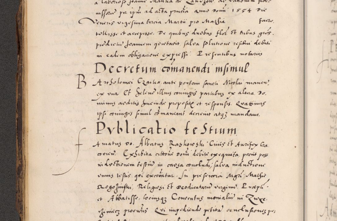 Zdjęcie nr 26 dla obiektu archiwalnego: Acta actorum causarum, sentenciarum diffinitivarum quam interloquutiorum, decretorum, obligationum, quietationum et constitutionum procuratorum coram reverndo domino Petri Porembski preposito Ossviencimensi, canonico et officiali Cracoviensi generali ad annum Dimini 1556, inditione quatuor decima, pontificatus sanctissimi in Christo patris domini Pauli divina providencia pape IIII anno ispius.