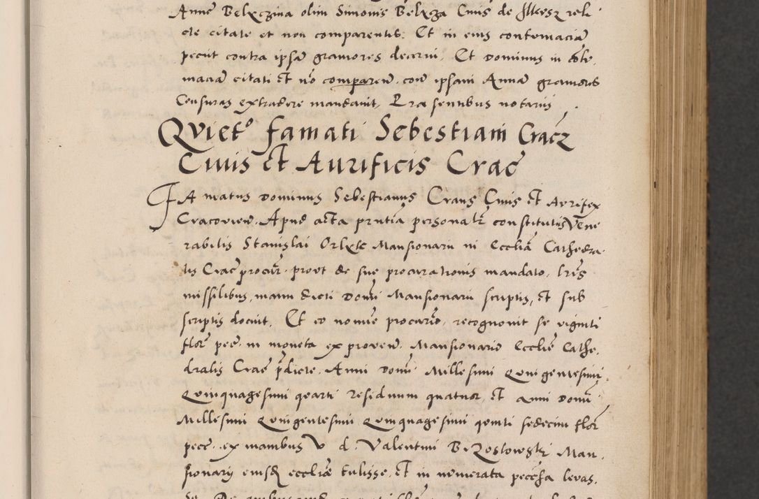 Zdjęcie nr 21 dla obiektu archiwalnego: Acta actorum causarum, sentenciarum diffinitivarum quam interloquutiorum, decretorum, obligationum, quietationum et constitutionum procuratorum coram reverndo domino Petri Porembski preposito Ossviencimensi, canonico et officiali Cracoviensi generali ad annum Dimini 1556, inditione quatuor decima, pontificatus sanctissimi in Christo patris domini Pauli divina providencia pape IIII anno ispius.