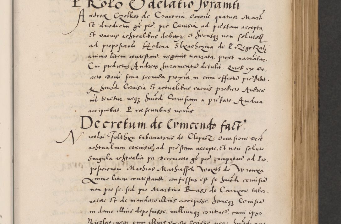 Zdjęcie nr 17 dla obiektu archiwalnego: Acta actorum causarum, sentenciarum diffinitivarum quam interloquutiorum, decretorum, obligationum, quietationum et constitutionum procuratorum coram reverndo domino Petri Porembski preposito Ossviencimensi, canonico et officiali Cracoviensi generali ad annum Dimini 1556, inditione quatuor decima, pontificatus sanctissimi in Christo patris domini Pauli divina providencia pape IIII anno ispius.