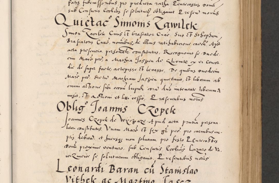 Zdjęcie nr 15 dla obiektu archiwalnego: Acta actorum causarum, sentenciarum diffinitivarum quam interloquutiorum, decretorum, obligationum, quietationum et constitutionum procuratorum coram reverndo domino Petri Porembski preposito Ossviencimensi, canonico et officiali Cracoviensi generali ad annum Dimini 1556, inditione quatuor decima, pontificatus sanctissimi in Christo patris domini Pauli divina providencia pape IIII anno ispius.