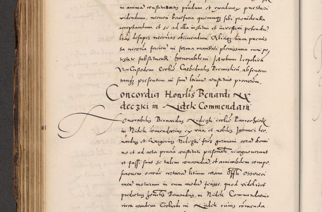 Zdjęcie nr 208 dla obiektu archiwalnego: Acta actorum causarum, sentenciarum diffinitivarum quam interloquutiorum, decretorum, obligationum, quietationum et constitutionum procuratorum coram reverndo domino Petri Porembski preposito Ossviencimensi, canonico et officiali Cracoviensi generali ad annum Dimini 1556, inditione quatuor decima, pontificatus sanctissimi in Christo patris domini Pauli divina providencia pape IIII anno ispius.