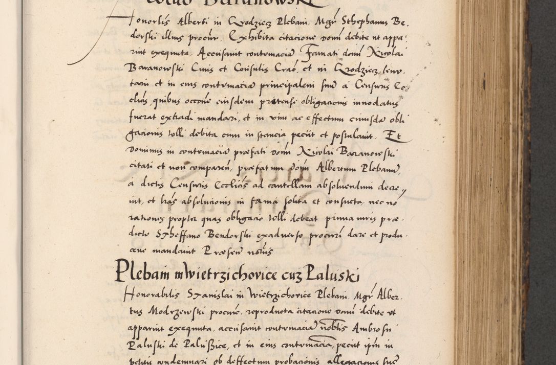 Zdjęcie nr 403 dla obiektu archiwalnego: Acta actorum causarum, sentenciarum diffinitivarum quam interloquutiorum, decretorum, obligationum, quietationum et constitutionum procuratorum coram reverndo domino Petri Porembski preposito Ossviencimensi, canonico et officiali Cracoviensi generali ad annum Dimini 1556, inditione quatuor decima, pontificatus sanctissimi in Christo patris domini Pauli divina providencia pape IIII anno ispius.
