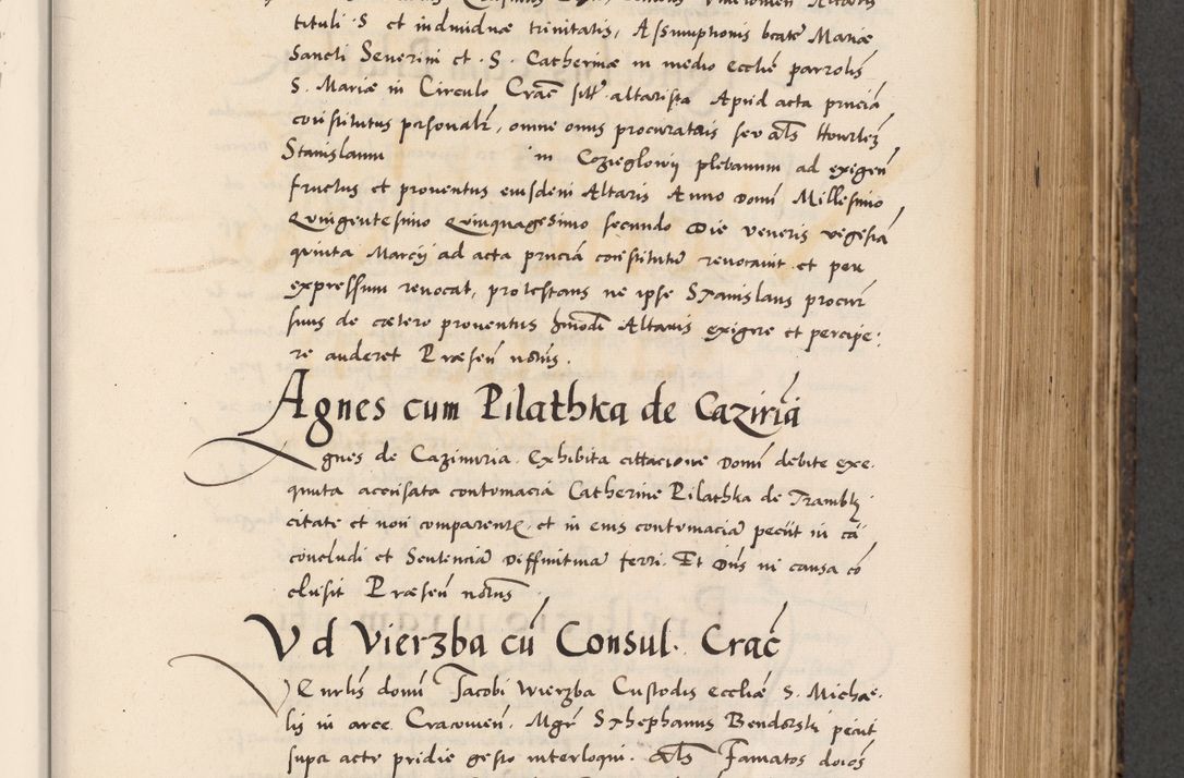 Zdjęcie nr 397 dla obiektu archiwalnego: Acta actorum causarum, sentenciarum diffinitivarum quam interloquutiorum, decretorum, obligationum, quietationum et constitutionum procuratorum coram reverndo domino Petri Porembski preposito Ossviencimensi, canonico et officiali Cracoviensi generali ad annum Dimini 1556, inditione quatuor decima, pontificatus sanctissimi in Christo patris domini Pauli divina providencia pape IIII anno ispius.