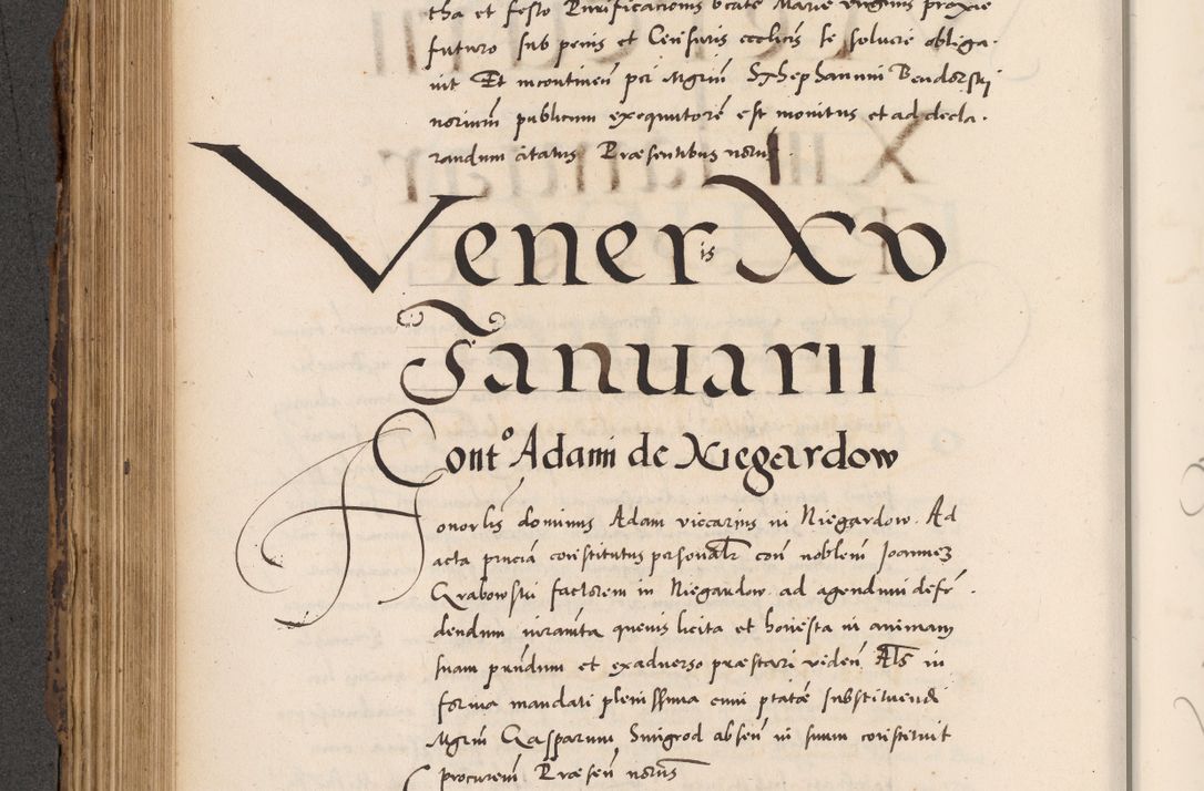 Zdjęcie nr 396 dla obiektu archiwalnego: Acta actorum causarum, sentenciarum diffinitivarum quam interloquutiorum, decretorum, obligationum, quietationum et constitutionum procuratorum coram reverndo domino Petri Porembski preposito Ossviencimensi, canonico et officiali Cracoviensi generali ad annum Dimini 1556, inditione quatuor decima, pontificatus sanctissimi in Christo patris domini Pauli divina providencia pape IIII anno ispius.