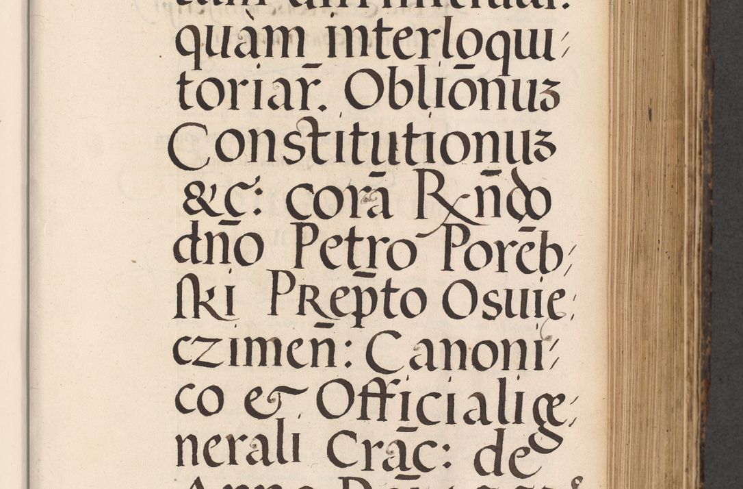 Zdjęcie nr 387 dla obiektu archiwalnego: Acta actorum causarum, sentenciarum diffinitivarum quam interloquutiorum, decretorum, obligationum, quietationum et constitutionum procuratorum coram reverndo domino Petri Porembski preposito Ossviencimensi, canonico et officiali Cracoviensi generali ad annum Dimini 1556, inditione quatuor decima, pontificatus sanctissimi in Christo patris domini Pauli divina providencia pape IIII anno ispius.