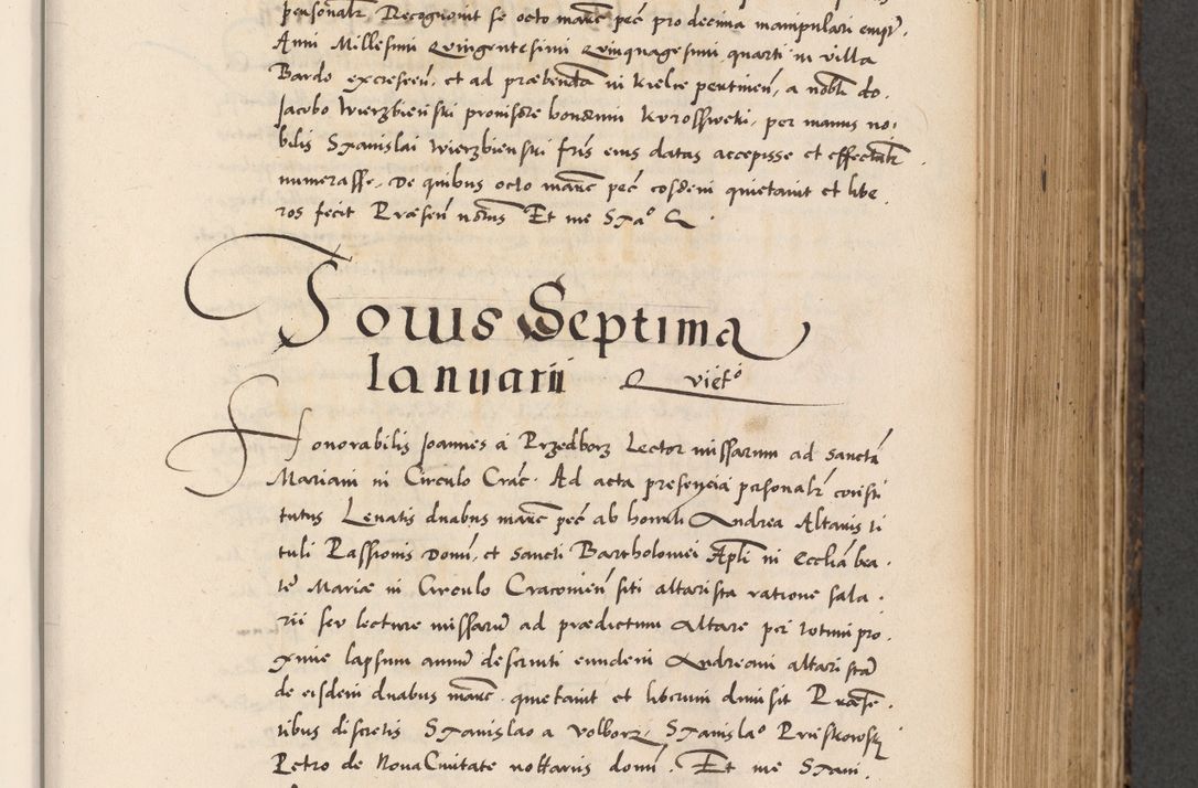 Zdjęcie nr 389 dla obiektu archiwalnego: Acta actorum causarum, sentenciarum diffinitivarum quam interloquutiorum, decretorum, obligationum, quietationum et constitutionum procuratorum coram reverndo domino Petri Porembski preposito Ossviencimensi, canonico et officiali Cracoviensi generali ad annum Dimini 1556, inditione quatuor decima, pontificatus sanctissimi in Christo patris domini Pauli divina providencia pape IIII anno ispius.