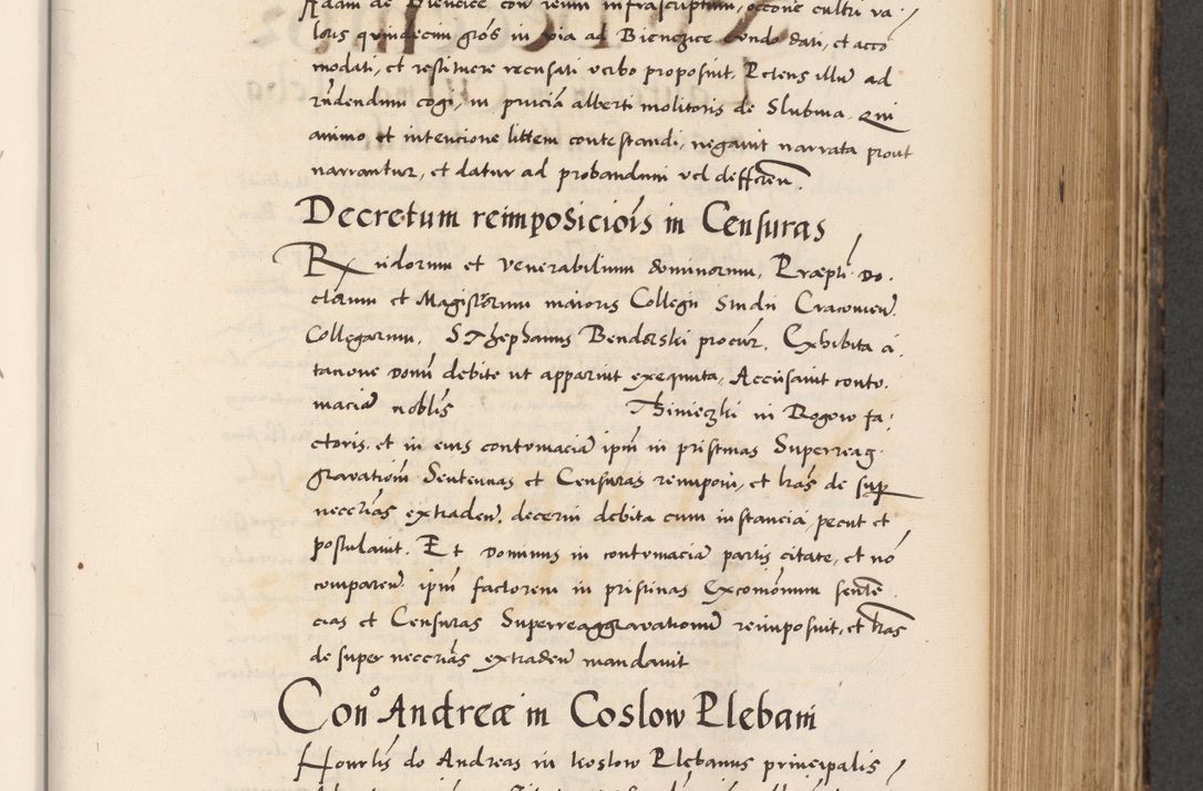 Zdjęcie nr 377 dla obiektu archiwalnego: Acta actorum causarum, sentenciarum diffinitivarum quam interloquutiorum, decretorum, obligationum, quietationum et constitutionum procuratorum coram reverndo domino Petri Porembski preposito Ossviencimensi, canonico et officiali Cracoviensi generali ad annum Dimini 1556, inditione quatuor decima, pontificatus sanctissimi in Christo patris domini Pauli divina providencia pape IIII anno ispius.