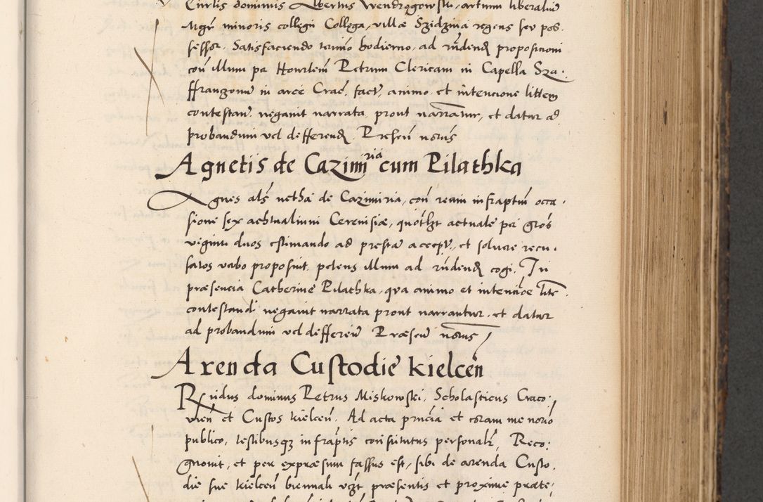 Zdjęcie nr 379 dla obiektu archiwalnego: Acta actorum causarum, sentenciarum diffinitivarum quam interloquutiorum, decretorum, obligationum, quietationum et constitutionum procuratorum coram reverndo domino Petri Porembski preposito Ossviencimensi, canonico et officiali Cracoviensi generali ad annum Dimini 1556, inditione quatuor decima, pontificatus sanctissimi in Christo patris domini Pauli divina providencia pape IIII anno ispius.