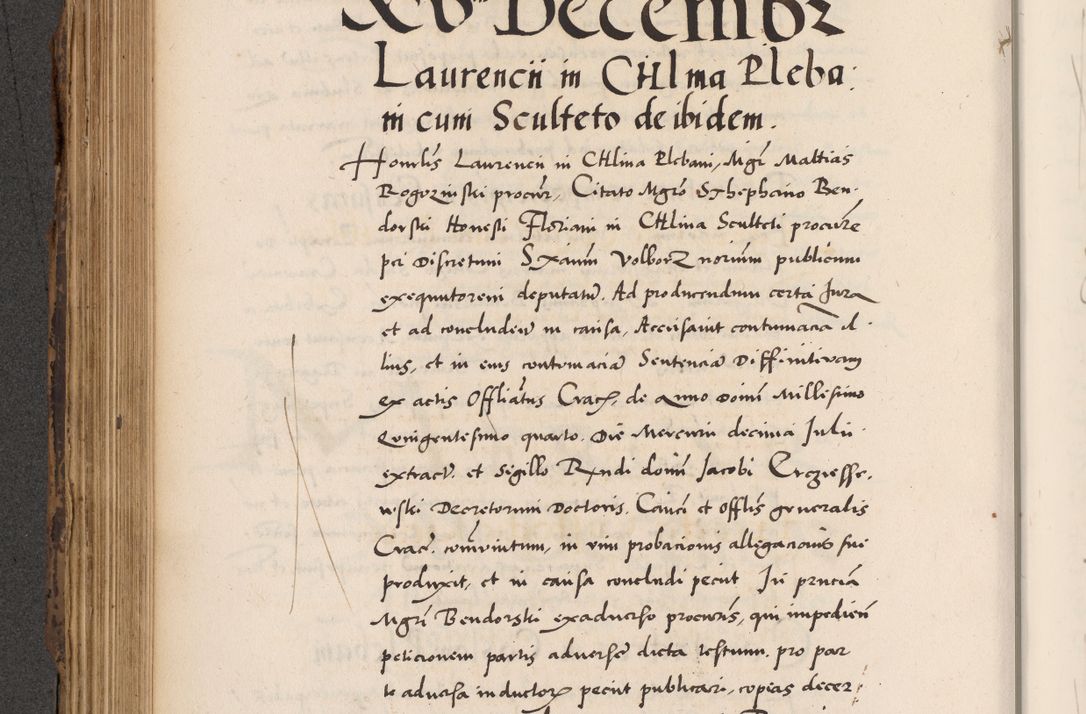 Zdjęcie nr 378 dla obiektu archiwalnego: Acta actorum causarum, sentenciarum diffinitivarum quam interloquutiorum, decretorum, obligationum, quietationum et constitutionum procuratorum coram reverndo domino Petri Porembski preposito Ossviencimensi, canonico et officiali Cracoviensi generali ad annum Dimini 1556, inditione quatuor decima, pontificatus sanctissimi in Christo patris domini Pauli divina providencia pape IIII anno ispius.
