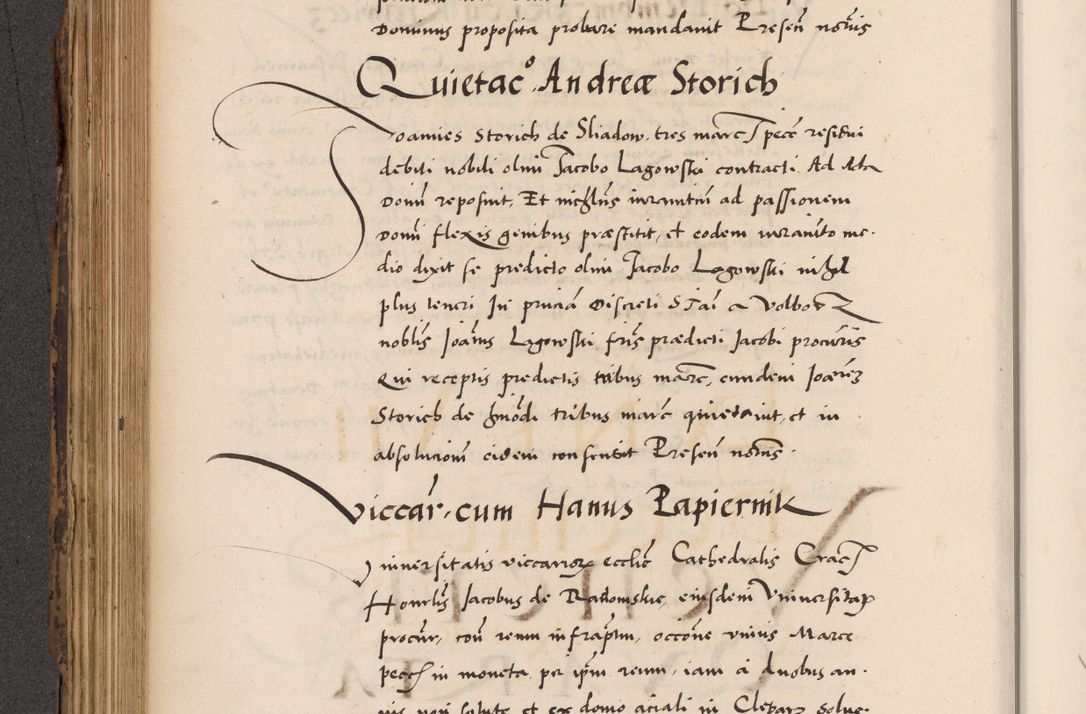 Zdjęcie nr 368 dla obiektu archiwalnego: Acta actorum causarum, sentenciarum diffinitivarum quam interloquutiorum, decretorum, obligationum, quietationum et constitutionum procuratorum coram reverndo domino Petri Porembski preposito Ossviencimensi, canonico et officiali Cracoviensi generali ad annum Dimini 1556, inditione quatuor decima, pontificatus sanctissimi in Christo patris domini Pauli divina providencia pape IIII anno ispius.