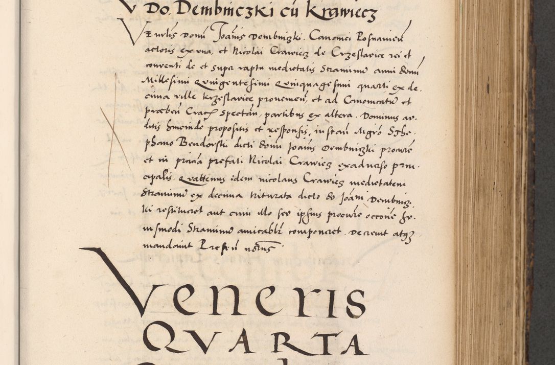 Zdjęcie nr 367 dla obiektu archiwalnego: Acta actorum causarum, sentenciarum diffinitivarum quam interloquutiorum, decretorum, obligationum, quietationum et constitutionum procuratorum coram reverndo domino Petri Porembski preposito Ossviencimensi, canonico et officiali Cracoviensi generali ad annum Dimini 1556, inditione quatuor decima, pontificatus sanctissimi in Christo patris domini Pauli divina providencia pape IIII anno ispius.