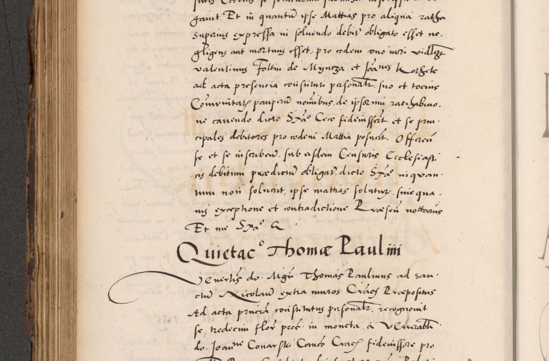 Zdjęcie nr 358 dla obiektu archiwalnego: Acta actorum causarum, sentenciarum diffinitivarum quam interloquutiorum, decretorum, obligationum, quietationum et constitutionum procuratorum coram reverndo domino Petri Porembski preposito Ossviencimensi, canonico et officiali Cracoviensi generali ad annum Dimini 1556, inditione quatuor decima, pontificatus sanctissimi in Christo patris domini Pauli divina providencia pape IIII anno ispius.