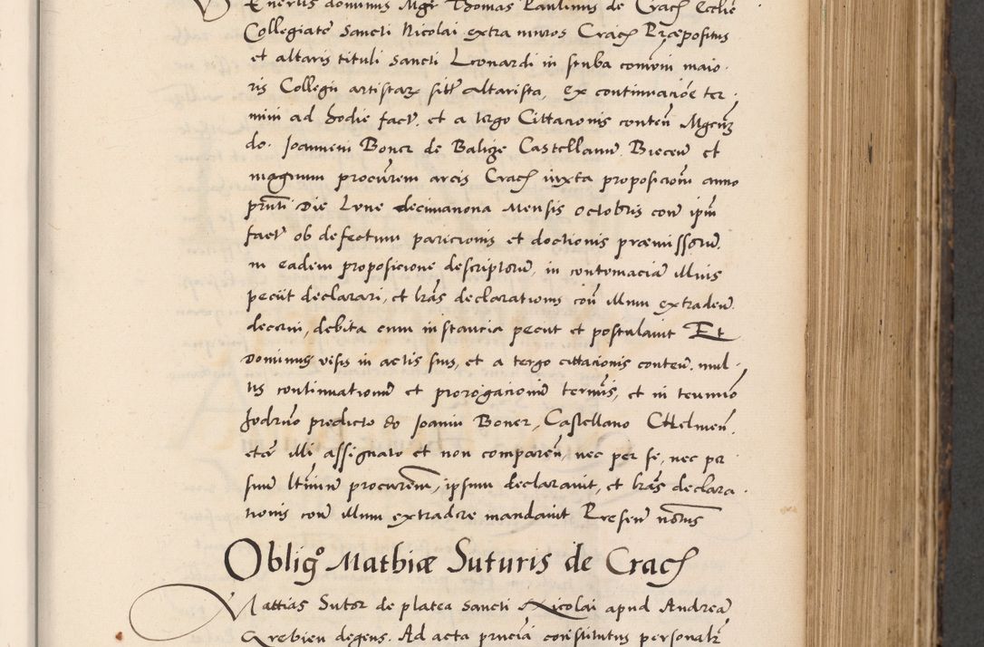 Zdjęcie nr 357 dla obiektu archiwalnego: Acta actorum causarum, sentenciarum diffinitivarum quam interloquutiorum, decretorum, obligationum, quietationum et constitutionum procuratorum coram reverndo domino Petri Porembski preposito Ossviencimensi, canonico et officiali Cracoviensi generali ad annum Dimini 1556, inditione quatuor decima, pontificatus sanctissimi in Christo patris domini Pauli divina providencia pape IIII anno ispius.