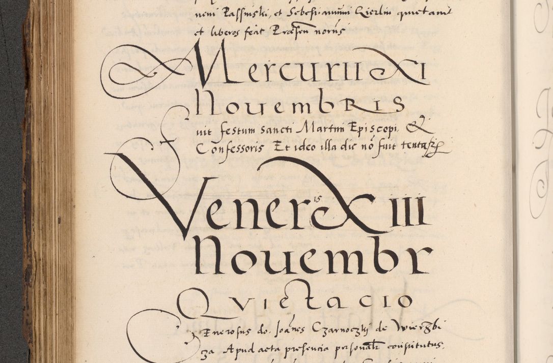 Zdjęcie nr 348 dla obiektu archiwalnego: Acta actorum causarum, sentenciarum diffinitivarum quam interloquutiorum, decretorum, obligationum, quietationum et constitutionum procuratorum coram reverndo domino Petri Porembski preposito Ossviencimensi, canonico et officiali Cracoviensi generali ad annum Dimini 1556, inditione quatuor decima, pontificatus sanctissimi in Christo patris domini Pauli divina providencia pape IIII anno ispius.