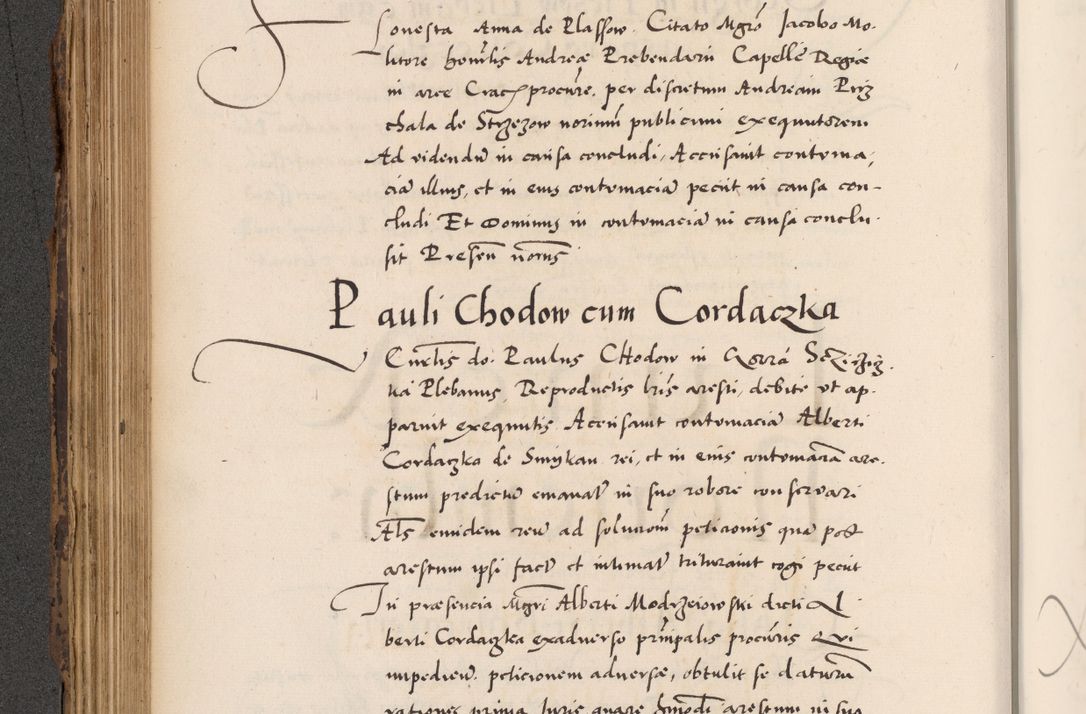 Zdjęcie nr 346 dla obiektu archiwalnego: Acta actorum causarum, sentenciarum diffinitivarum quam interloquutiorum, decretorum, obligationum, quietationum et constitutionum procuratorum coram reverndo domino Petri Porembski preposito Ossviencimensi, canonico et officiali Cracoviensi generali ad annum Dimini 1556, inditione quatuor decima, pontificatus sanctissimi in Christo patris domini Pauli divina providencia pape IIII anno ispius.