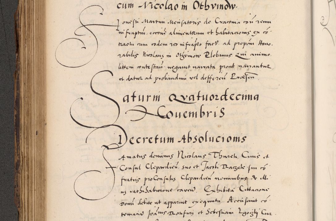Zdjęcie nr 350 dla obiektu archiwalnego: Acta actorum causarum, sentenciarum diffinitivarum quam interloquutiorum, decretorum, obligationum, quietationum et constitutionum procuratorum coram reverndo domino Petri Porembski preposito Ossviencimensi, canonico et officiali Cracoviensi generali ad annum Dimini 1556, inditione quatuor decima, pontificatus sanctissimi in Christo patris domini Pauli divina providencia pape IIII anno ispius.