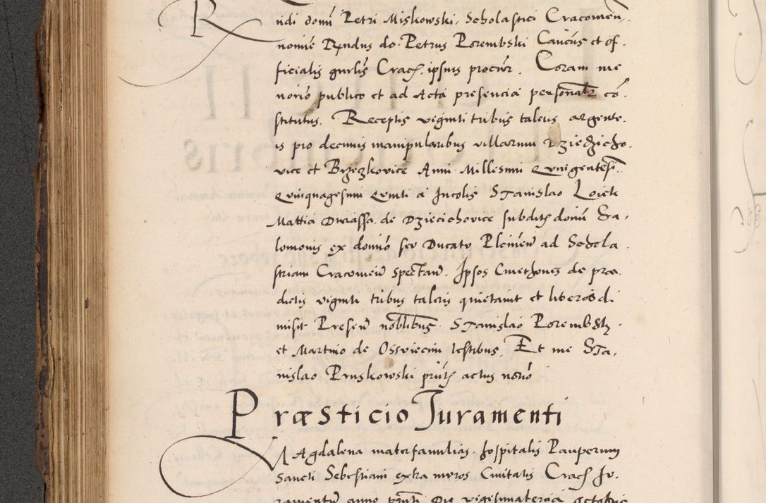 Zdjęcie nr 340 dla obiektu archiwalnego: Acta actorum causarum, sentenciarum diffinitivarum quam interloquutiorum, decretorum, obligationum, quietationum et constitutionum procuratorum coram reverndo domino Petri Porembski preposito Ossviencimensi, canonico et officiali Cracoviensi generali ad annum Dimini 1556, inditione quatuor decima, pontificatus sanctissimi in Christo patris domini Pauli divina providencia pape IIII anno ispius.