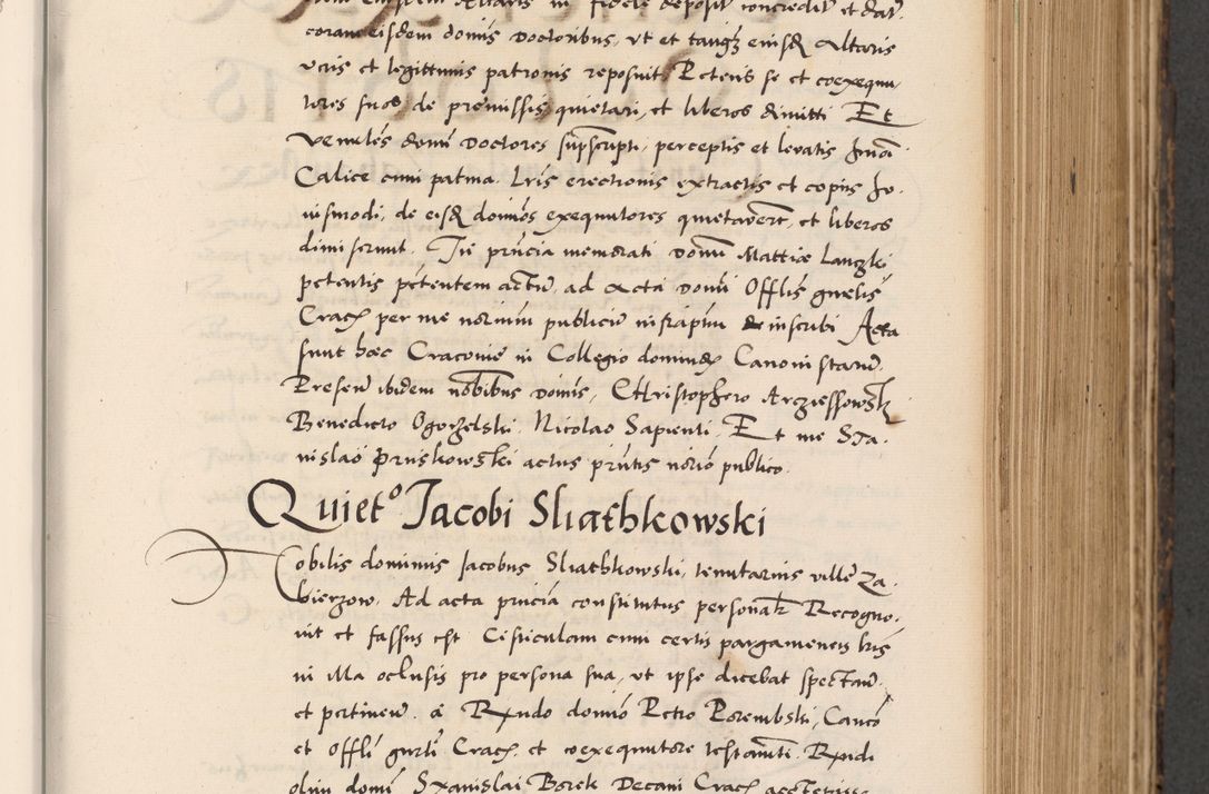 Zdjęcie nr 335 dla obiektu archiwalnego: Acta actorum causarum, sentenciarum diffinitivarum quam interloquutiorum, decretorum, obligationum, quietationum et constitutionum procuratorum coram reverndo domino Petri Porembski preposito Ossviencimensi, canonico et officiali Cracoviensi generali ad annum Dimini 1556, inditione quatuor decima, pontificatus sanctissimi in Christo patris domini Pauli divina providencia pape IIII anno ispius.