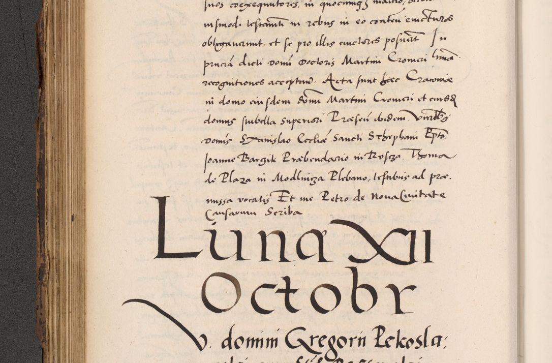 Zdjęcie nr 316 dla obiektu archiwalnego: Acta actorum causarum, sentenciarum diffinitivarum quam interloquutiorum, decretorum, obligationum, quietationum et constitutionum procuratorum coram reverndo domino Petri Porembski preposito Ossviencimensi, canonico et officiali Cracoviensi generali ad annum Dimini 1556, inditione quatuor decima, pontificatus sanctissimi in Christo patris domini Pauli divina providencia pape IIII anno ispius.