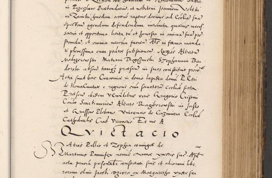 Zdjęcie nr 307 dla obiektu archiwalnego: Acta actorum causarum, sentenciarum diffinitivarum quam interloquutiorum, decretorum, obligationum, quietationum et constitutionum procuratorum coram reverndo domino Petri Porembski preposito Ossviencimensi, canonico et officiali Cracoviensi generali ad annum Dimini 1556, inditione quatuor decima, pontificatus sanctissimi in Christo patris domini Pauli divina providencia pape IIII anno ispius.