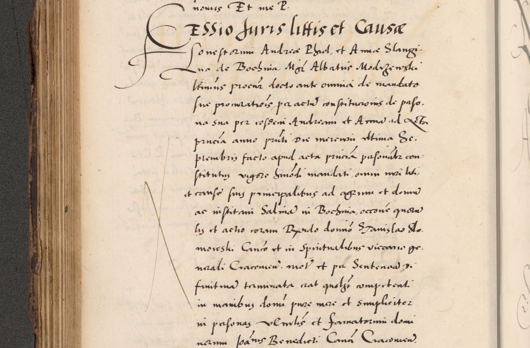 Zdjęcie nr 308 dla obiektu archiwalnego: Acta actorum causarum, sentenciarum diffinitivarum quam interloquutiorum, decretorum, obligationum, quietationum et constitutionum procuratorum coram reverndo domino Petri Porembski preposito Ossviencimensi, canonico et officiali Cracoviensi generali ad annum Dimini 1556, inditione quatuor decima, pontificatus sanctissimi in Christo patris domini Pauli divina providencia pape IIII anno ispius.