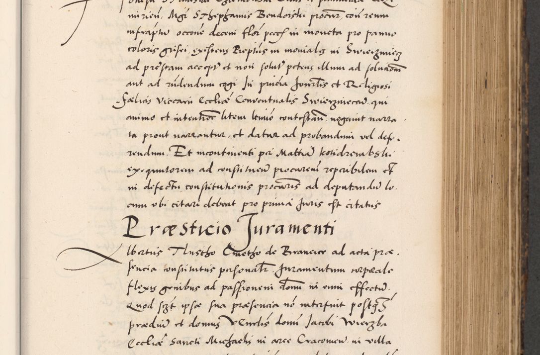 Zdjęcie nr 301 dla obiektu archiwalnego: Acta actorum causarum, sentenciarum diffinitivarum quam interloquutiorum, decretorum, obligationum, quietationum et constitutionum procuratorum coram reverndo domino Petri Porembski preposito Ossviencimensi, canonico et officiali Cracoviensi generali ad annum Dimini 1556, inditione quatuor decima, pontificatus sanctissimi in Christo patris domini Pauli divina providencia pape IIII anno ispius.