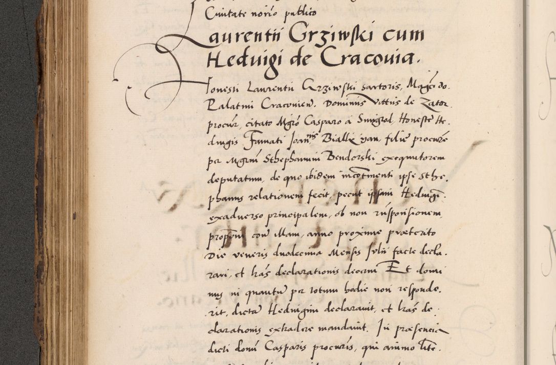 Zdjęcie nr 296 dla obiektu archiwalnego: Acta actorum causarum, sentenciarum diffinitivarum quam interloquutiorum, decretorum, obligationum, quietationum et constitutionum procuratorum coram reverndo domino Petri Porembski preposito Ossviencimensi, canonico et officiali Cracoviensi generali ad annum Dimini 1556, inditione quatuor decima, pontificatus sanctissimi in Christo patris domini Pauli divina providencia pape IIII anno ispius.