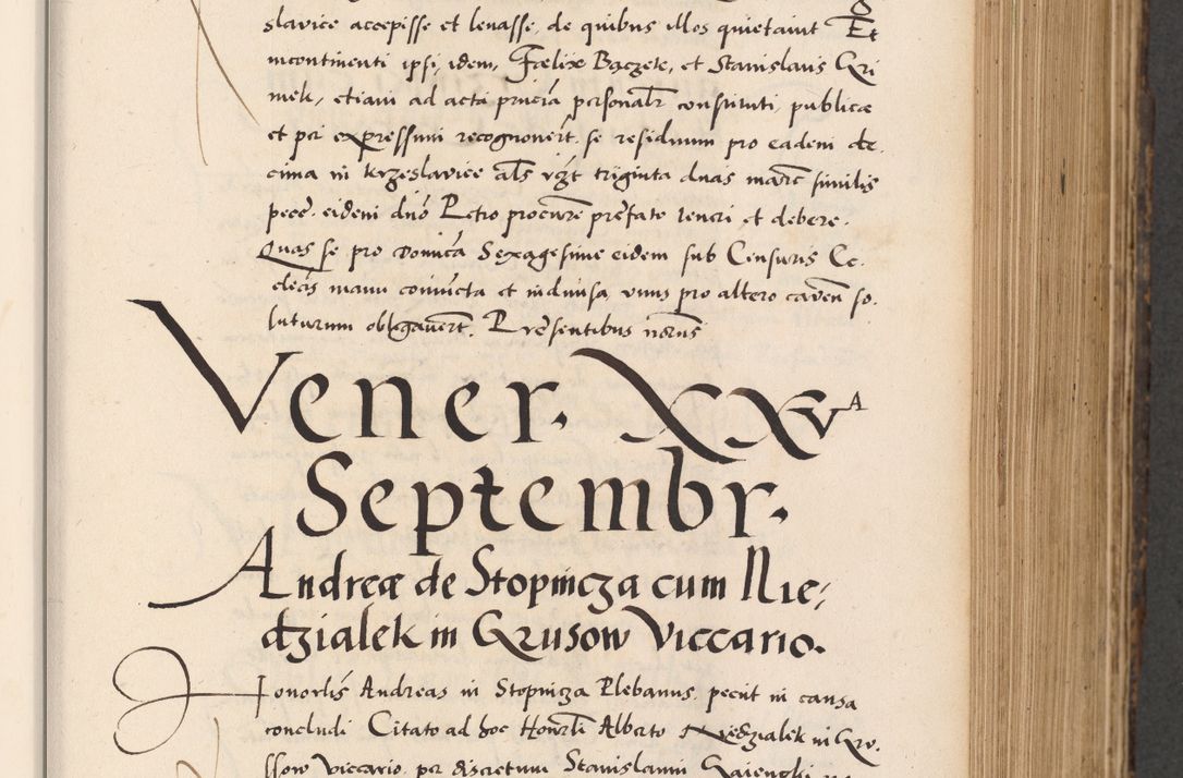 Zdjęcie nr 295 dla obiektu archiwalnego: Acta actorum causarum, sentenciarum diffinitivarum quam interloquutiorum, decretorum, obligationum, quietationum et constitutionum procuratorum coram reverndo domino Petri Porembski preposito Ossviencimensi, canonico et officiali Cracoviensi generali ad annum Dimini 1556, inditione quatuor decima, pontificatus sanctissimi in Christo patris domini Pauli divina providencia pape IIII anno ispius.