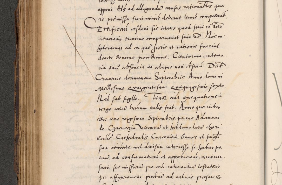 Zdjęcie nr 294 dla obiektu archiwalnego: Acta actorum causarum, sentenciarum diffinitivarum quam interloquutiorum, decretorum, obligationum, quietationum et constitutionum procuratorum coram reverndo domino Petri Porembski preposito Ossviencimensi, canonico et officiali Cracoviensi generali ad annum Dimini 1556, inditione quatuor decima, pontificatus sanctissimi in Christo patris domini Pauli divina providencia pape IIII anno ispius.
