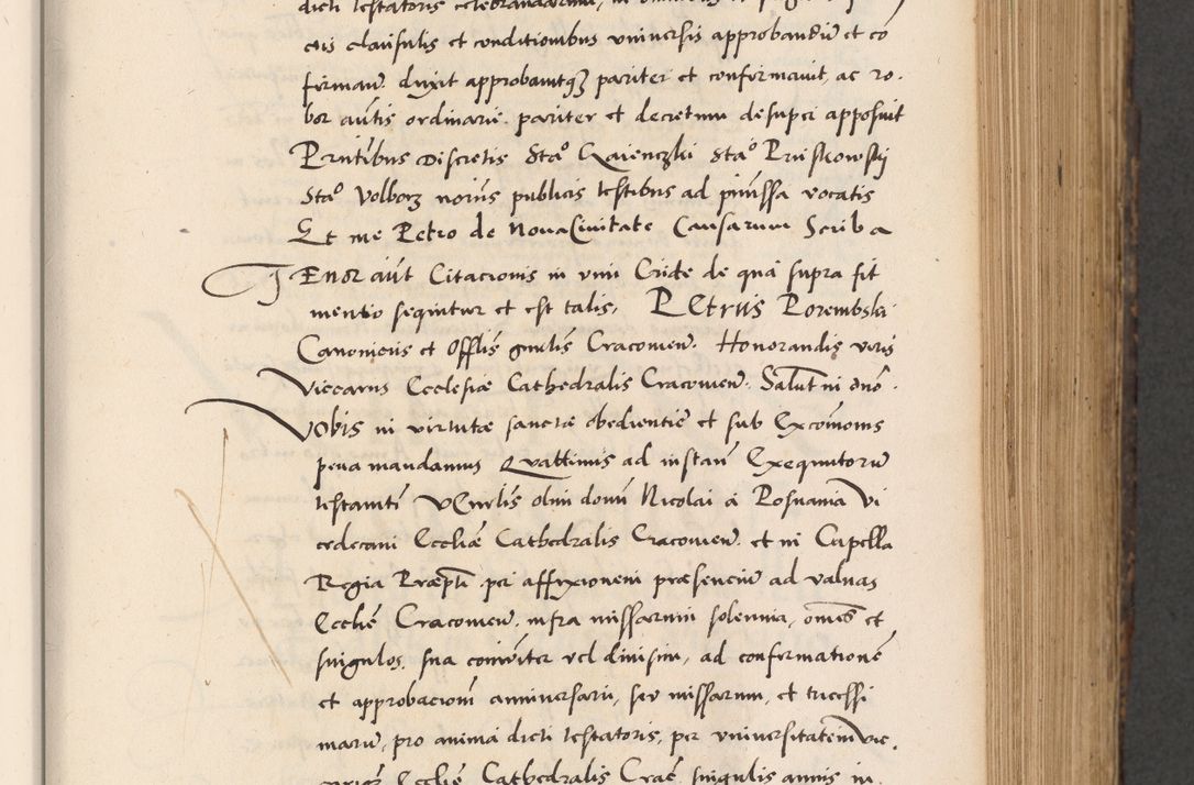 Zdjęcie nr 293 dla obiektu archiwalnego: Acta actorum causarum, sentenciarum diffinitivarum quam interloquutiorum, decretorum, obligationum, quietationum et constitutionum procuratorum coram reverndo domino Petri Porembski preposito Ossviencimensi, canonico et officiali Cracoviensi generali ad annum Dimini 1556, inditione quatuor decima, pontificatus sanctissimi in Christo patris domini Pauli divina providencia pape IIII anno ispius.