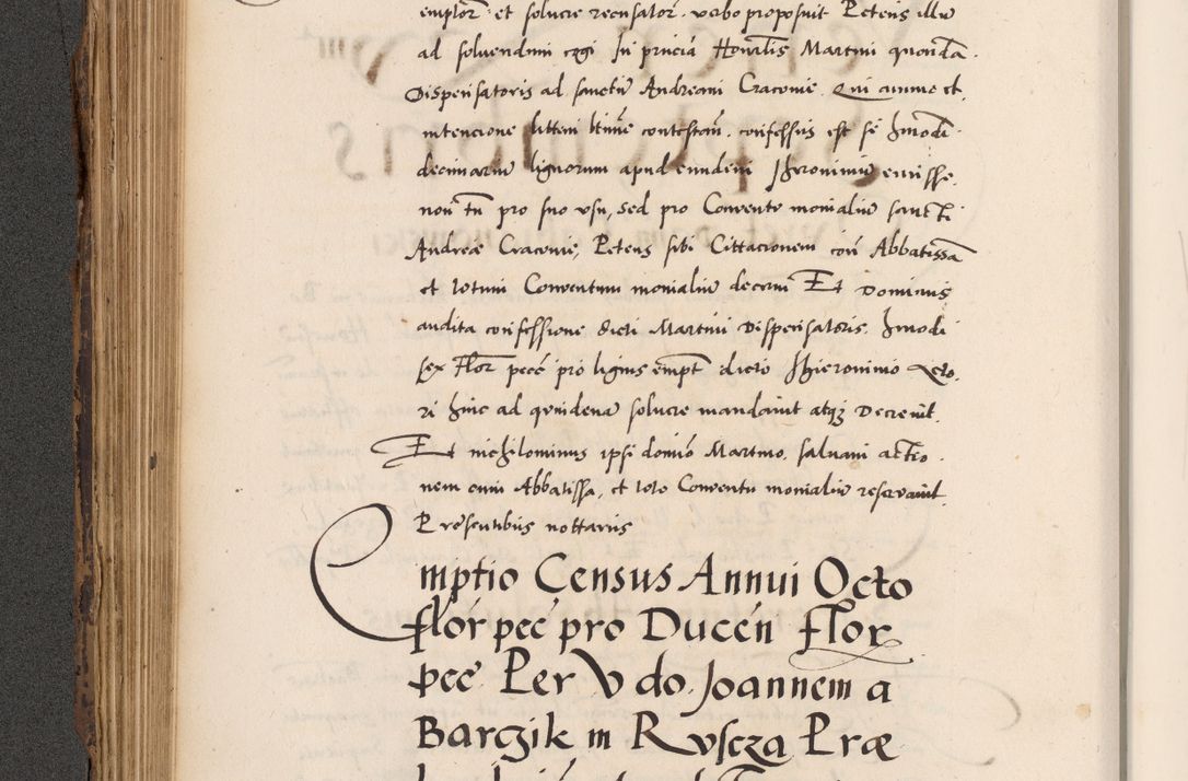 Zdjęcie nr 284 dla obiektu archiwalnego: Acta actorum causarum, sentenciarum diffinitivarum quam interloquutiorum, decretorum, obligationum, quietationum et constitutionum procuratorum coram reverndo domino Petri Porembski preposito Ossviencimensi, canonico et officiali Cracoviensi generali ad annum Dimini 1556, inditione quatuor decima, pontificatus sanctissimi in Christo patris domini Pauli divina providencia pape IIII anno ispius.